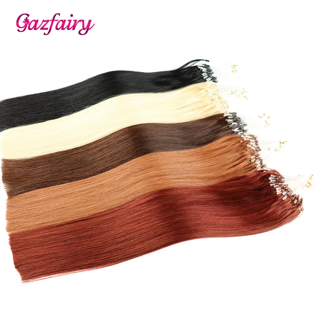 Gazfairy 16 &quot18&quot 20 &quot22&quot 1 г/локон 100 г прямые волосы на микро кольцах чистый цвет