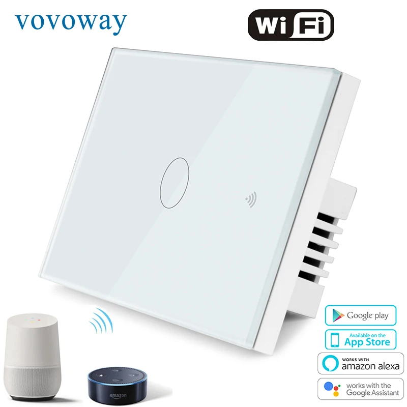 Сенсорный выключатель Vovoway с американской стеклянной панелью, Wi-Fi приложение, сетевой беспроводной светильник управления, переключатель 1 \ 2 \ 3 банды AC110V 220 V, приложение для умного дома