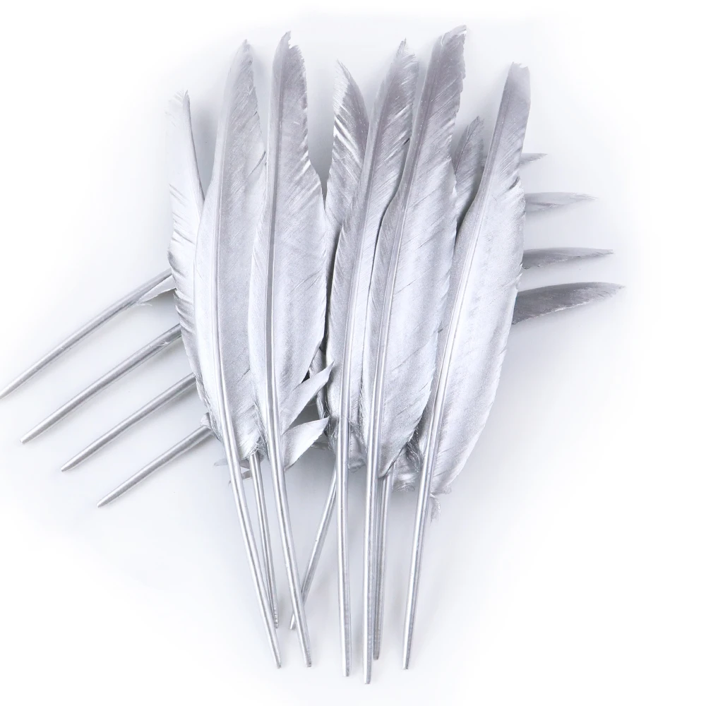 

Wholesale Beautiful Silver Natural Feather Turkey Feather Goose Feather 10-100-500PCS Accessories DIY Craft Wedding Decoration