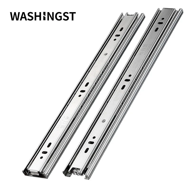 washingst drawer slide rail stainless steel 200 600mm full exhibition ball bearing three sections guide rail for kitchen cabinet free global shipping