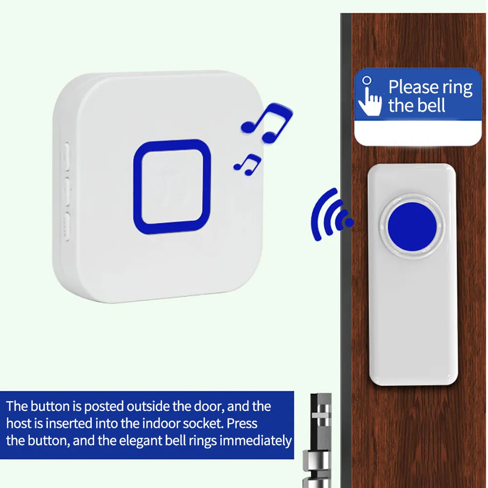 

Беспроводной дверной звонок, приветствующий звонок, Умный домашний дверной звонок, сигнализация, умный дверной звонок, звонок, водонепрони...