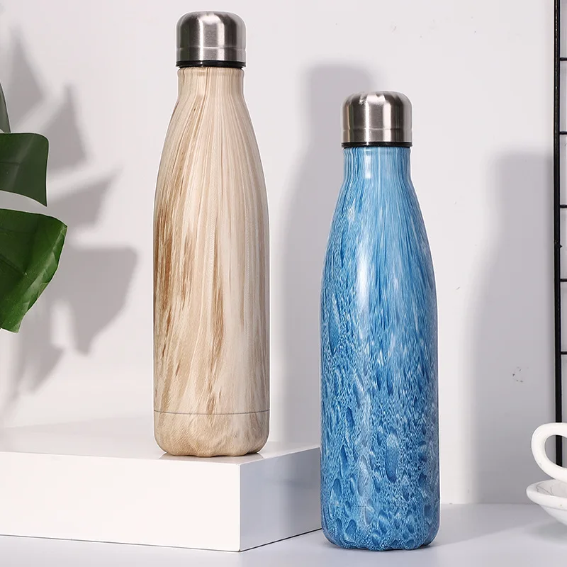 Леопардовый термос колба креативная деревянная бутылка для воды из нержавеющей