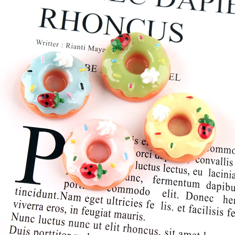 10 шт. 24 мм фрукты Клубника пончик еда Торт кабошоны орнамент аксессуары глиняные