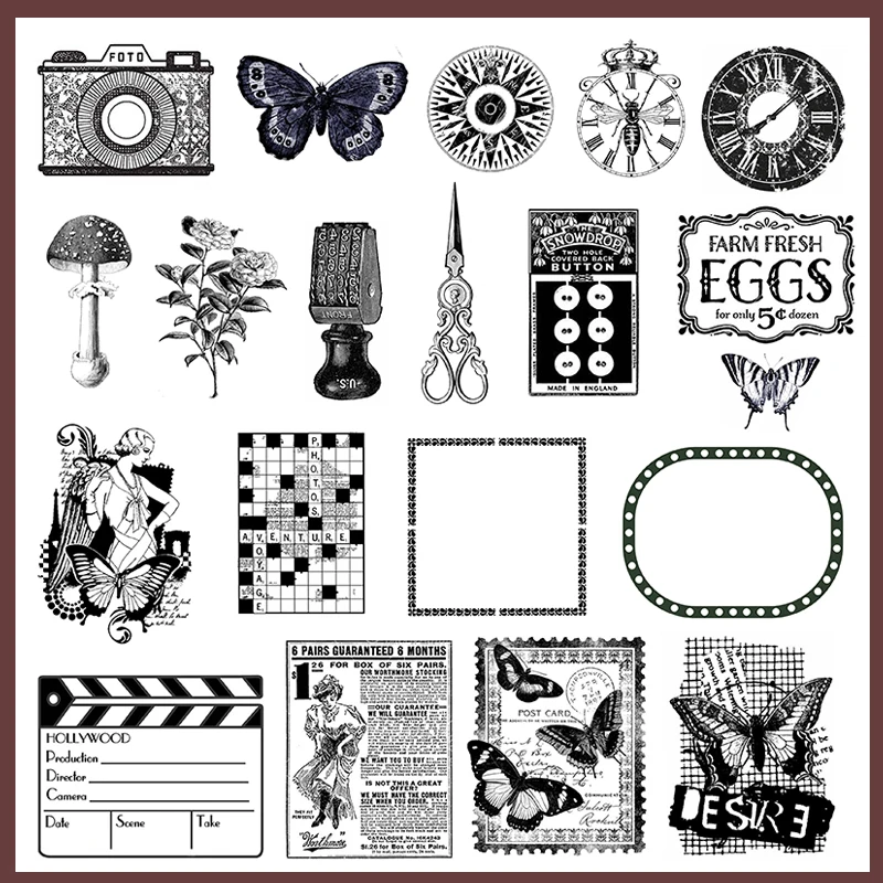 

40Pcs/Set Vintage Black Dream Sticker DIY Craft Scrapbooking Album Junk Journal Happy Planner Decorative Stickers
