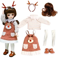 ucanaan bjd 30cm doll clothes set beautiful fashion diy toy gift for children 16 doll accessories sweater wig hat shoes