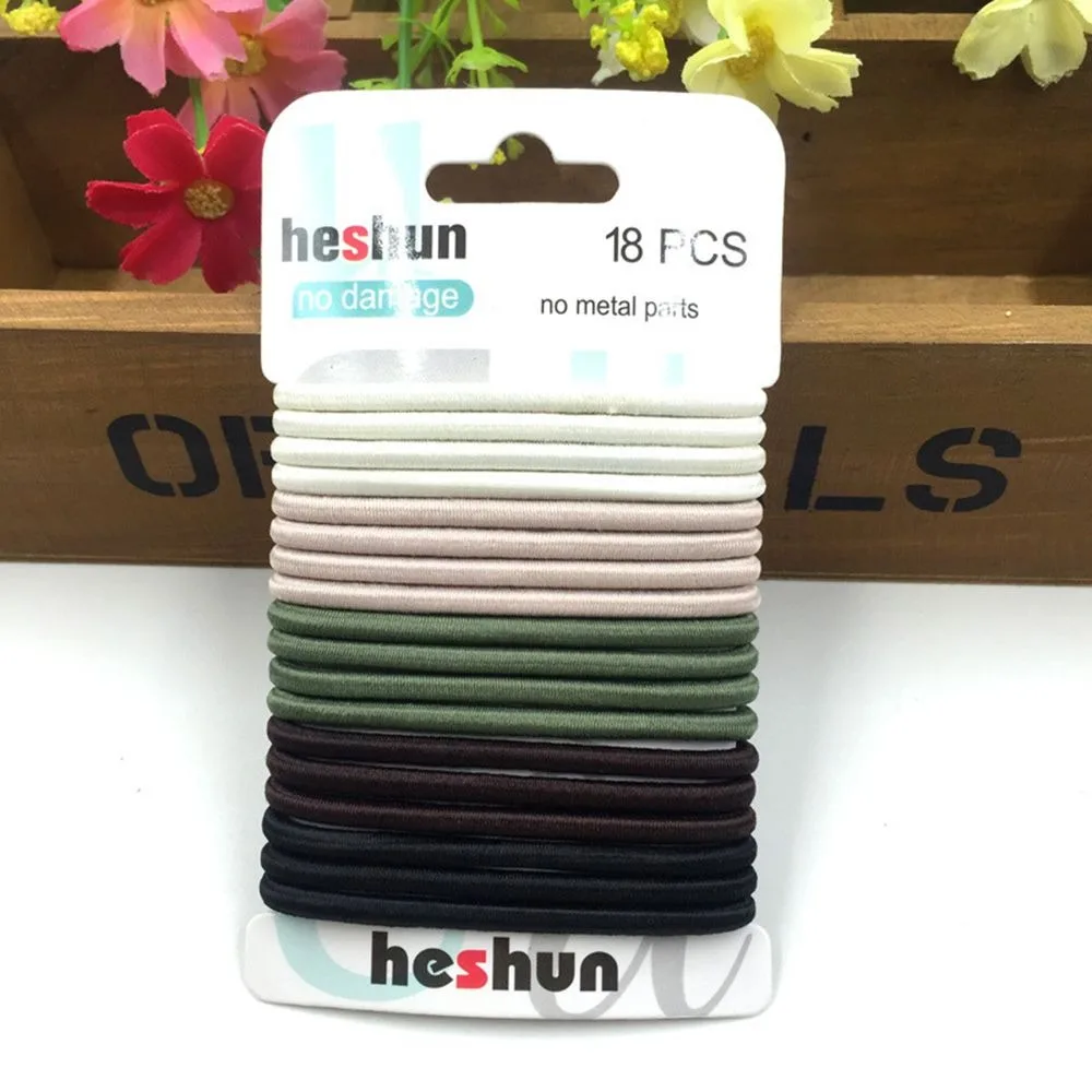 

18Pcs/Set Solid Color Elastic Hair Bands Women Girls Hair Rope Children Safe Rubber Bands Ponytail Holder Hair Accessories