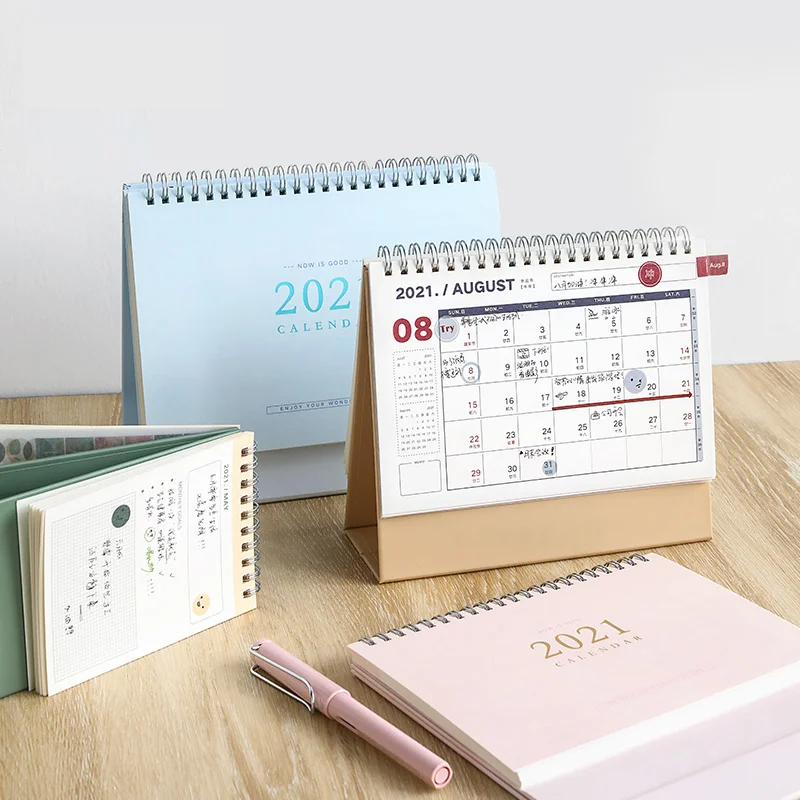 

Luxury 2021 Desktop Calendar Diary Book Weekly Monthly Schedule Table Planner Yearly Agenda Organizer for School Office Supplies