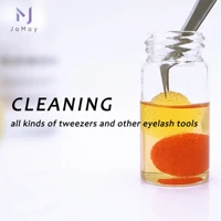 professional eyelash extension tweezers cleaning tools with glue remover liquid and sponge ball cleaner tool