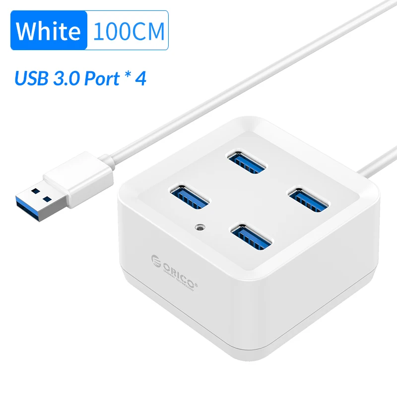 ORICO Мульти USB 2,0 3,0 4 порта концентратор 5 Гбит/с высокоскоростной USB3.0 разветвитель для ноутбука компьютера телефона планшета Mac OS - Цвет: 4 Port White 100CM
