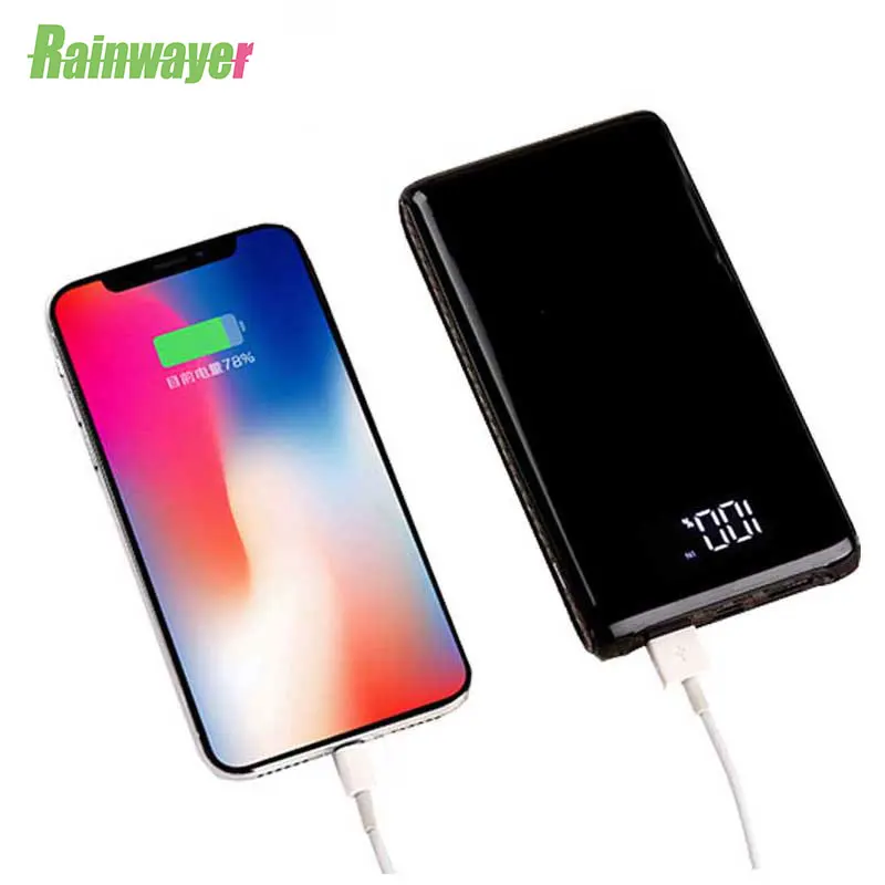 Портативный внешний аккумулятор 5 В 6x18650 черный корпус самодельный Type C микро