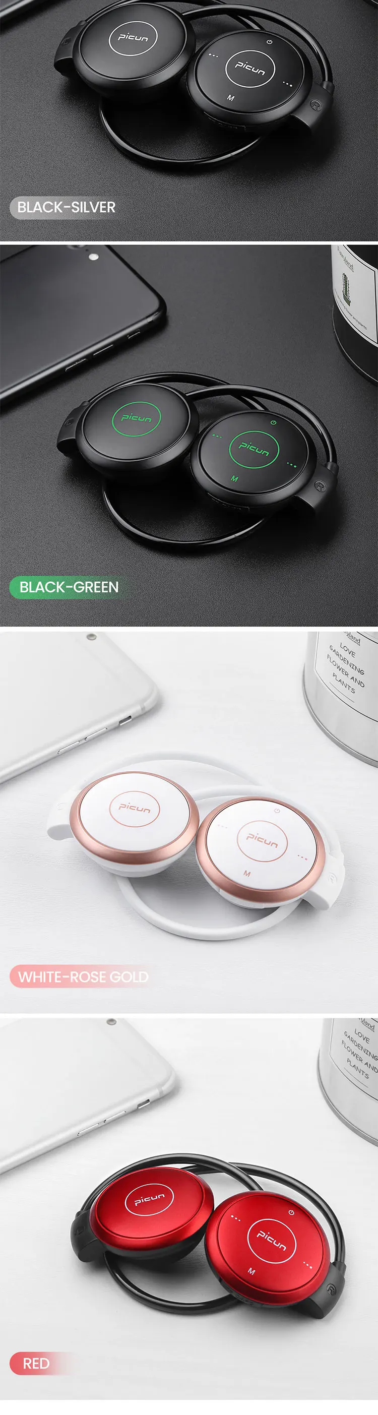 Picun T6, ушные крючки, беспроводные Bluetooth наушники, спортивная водонепроницаемая гарнитура, MP3, FM наушники с шумоподавлением, поддержка TF карты