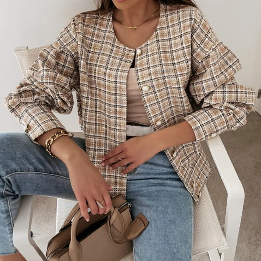 

2021 Spring New Women Fashion Short wild Jacket Coat Women Vintage Long Sleeve Female Outerwear Chic Tops