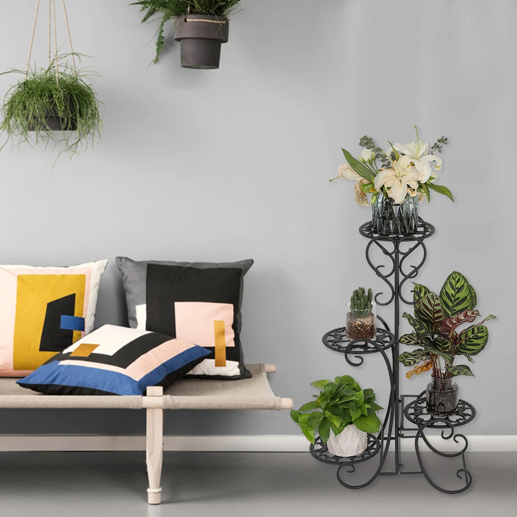 

High Quality 4 Potted Flower Metal Shelves Plant Pot Display Stand Indoor Outdoor Garden Patio Decoration Bonsai Pot Holder