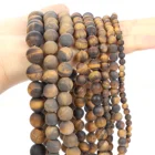 Матовый камень тигровый глаз, бусины из натурального камня, круглые бусины россыпью, бусины-разделители, подвески для браслетов, ожерелий 4-12 мм