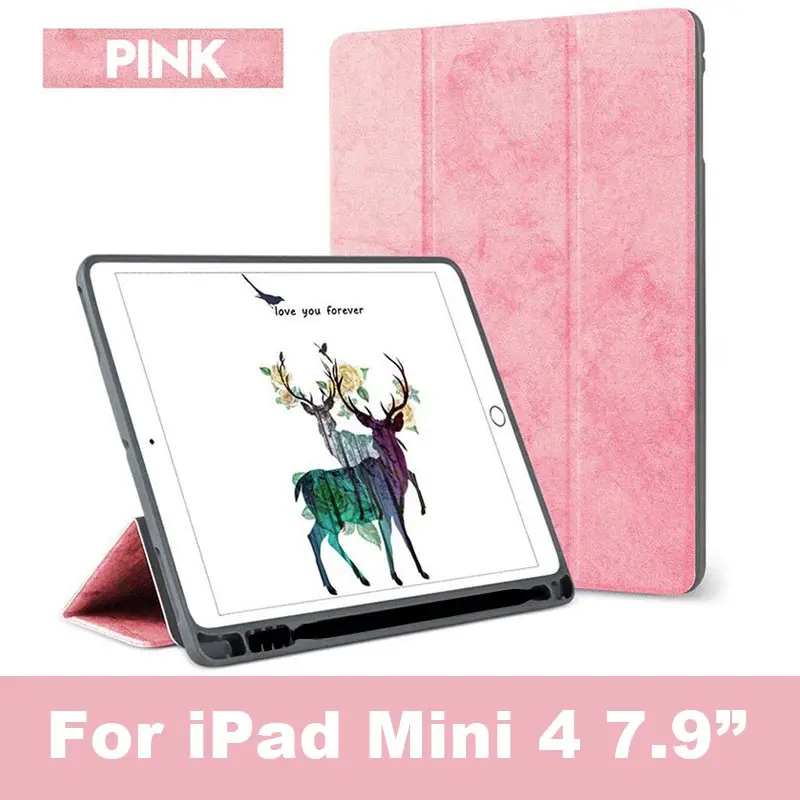 mini 4 Navy 02 Чехол для нового iPad mini 5, 7,9 дюйма, дюйма, с держателем карандаша, умный чехол из искусственной кожи, силиконовый чехол с текстурой ткани для iPad mini 4, Funda - Цвет: mini 4 Navy 02