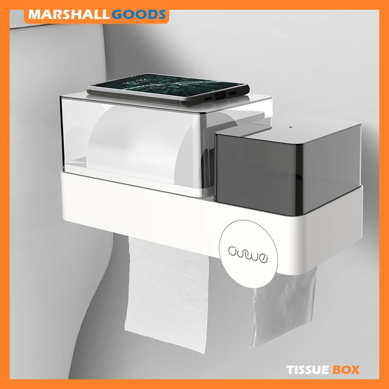 

MarshallGoods-Toilet Tissue Box Roll Paper Cylinder Paper Drawing Household Waterproof Toilet Paper Storage Rack Multi Function