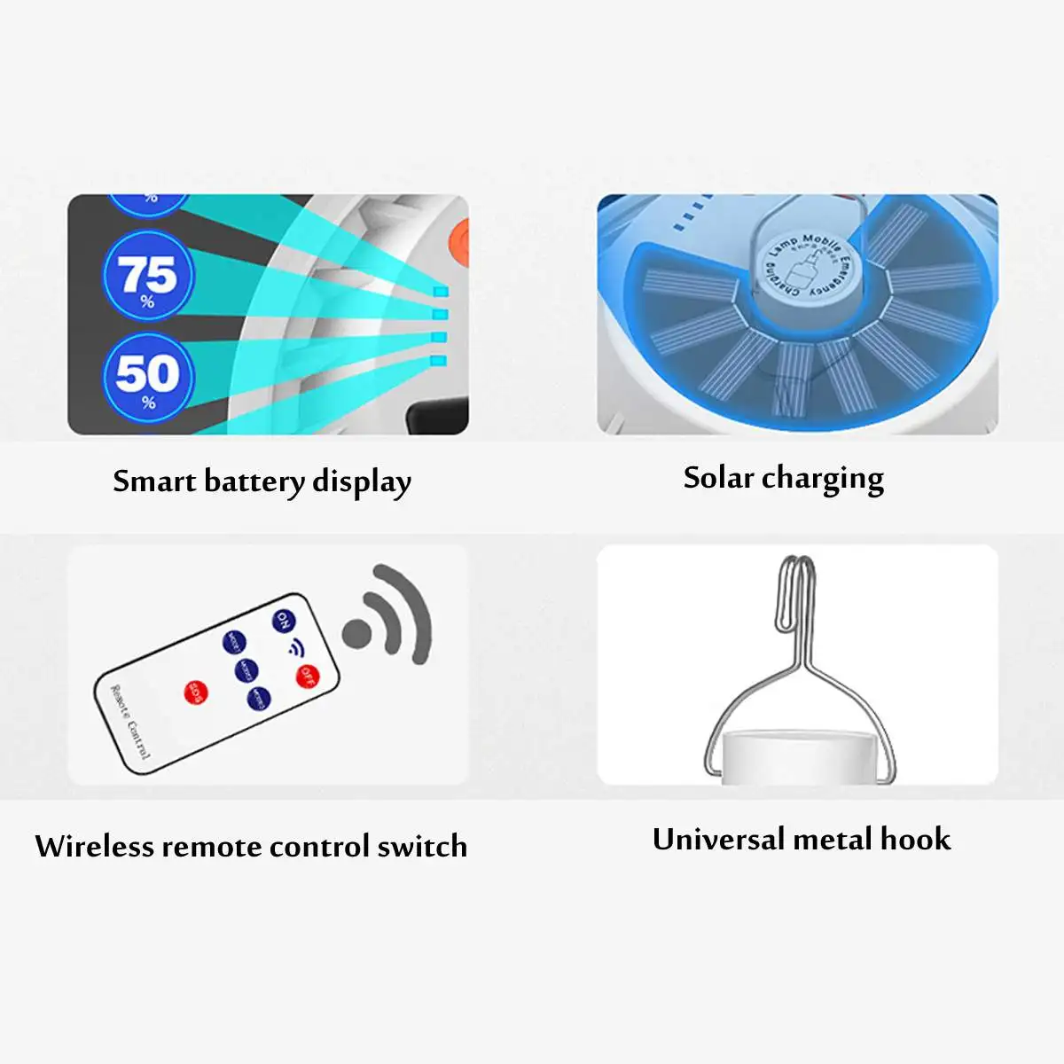 

30-120LED Solar Light Bulb Outdoor Waterproof Solar Emergency Rechargeable Bulb Light Camping Garden Lighting For Hiking