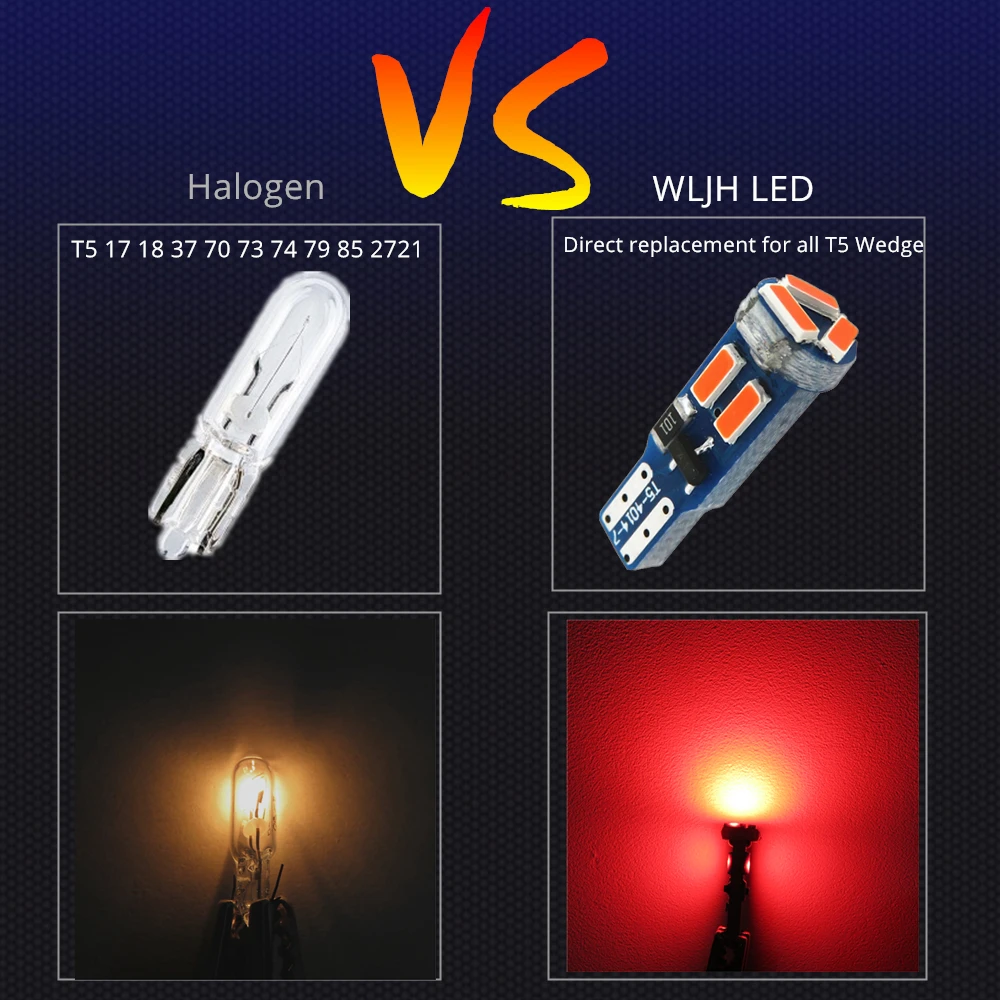 WLJH 100X яркий T5 Клин светодиодные без полярности 286 2721 Замена приборной панели