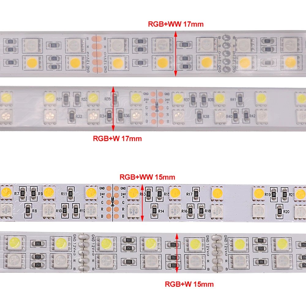 120 светодиодный/М 5050 светодиодный полосы светильник 12V/24V RGBW Белый Двухрядные
