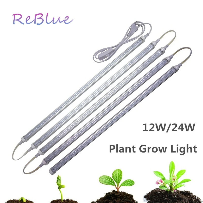 ReBlue Plant Grow Light Phyto Lamps Led Grow Light Full Spectrum Grow Lamp For Flower Fitolampy 12W 24W lamp for plants aquarium