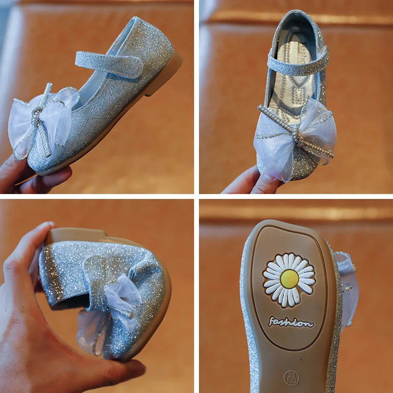 

Girls Bow Princess Shoes 2021 Spring New Children's Single Shoes Baby All-match Leather Shoes Grils Soft Sole Fashion Shoes