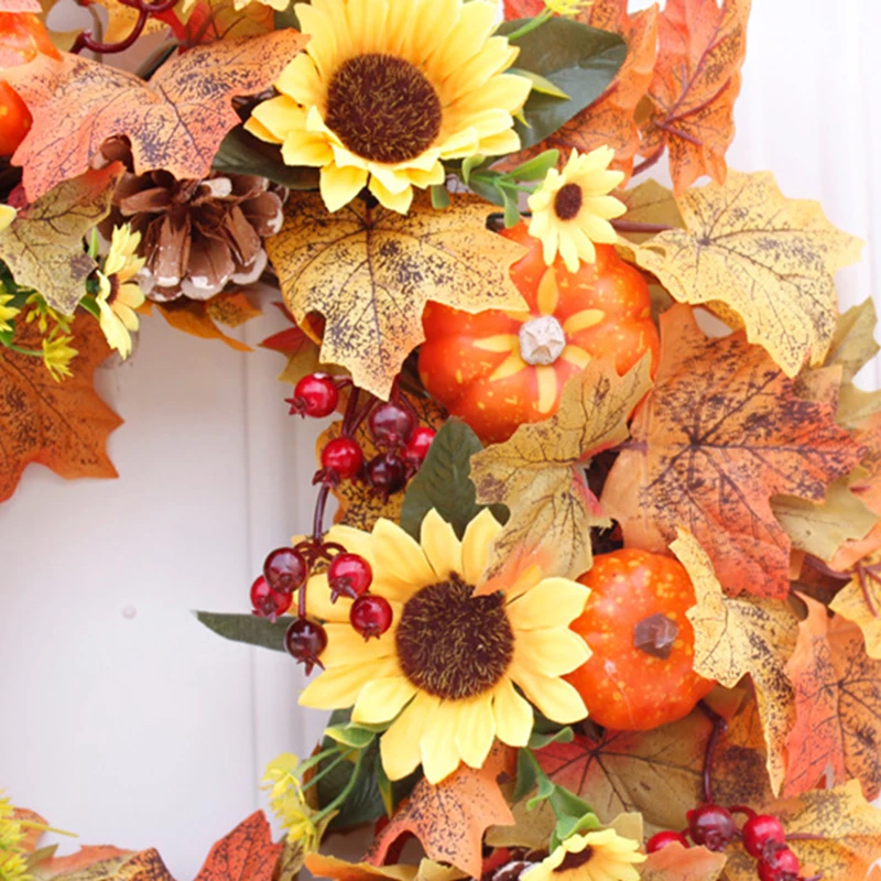 

1set Artificial Garland Rattan Wreath Artificial Pumpkin Cloth leaf Halloween ChristmasKid Gift Wedding Decor Birthday Party