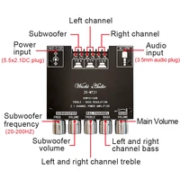 new zk mt21 2 1 channel bluetooth 5 0 subwoofer amplifier board tpa3116 50wx2100w power audio stereo amplifiers board bass amp