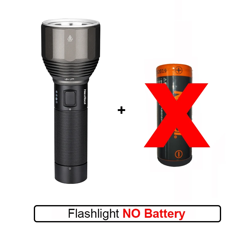 No Battery XIAOMI Youpin NexTool перезаряжаемый светильник-вспышка 2000лм 380 м 5 режимов IPX7 водонепроницаемый светодиодный светильник тип-c фонарь для кемпинга - Цвет: No Battery