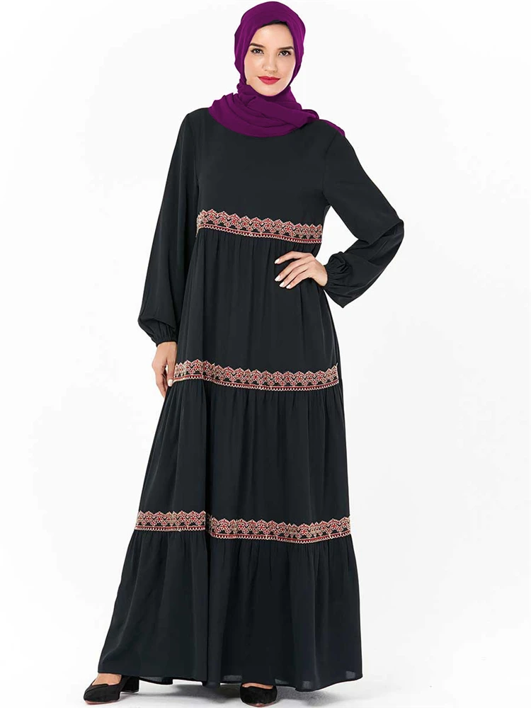 Дропшиппинг платье женские платья макси длинный халат Femme мусульманская вышивка