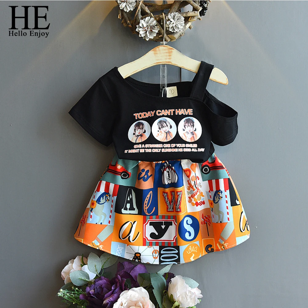 HE Hello Enjoy/комплект одежды для девочек лето 2020 новый корейский стиль футболка с