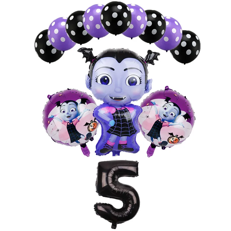 

12 & 6 шт./лот Набор цифр Vampirina украшения для дня рождения гелиевые фольгированные воздушные шары для Хэллоуина детские игрушки Globos