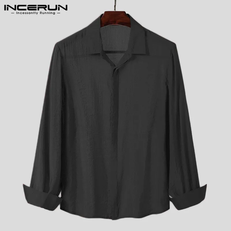 

Блузка мужская, с отложным воротником, сетчатая, однотонная, на пуговицах, тонкая, уличная, 5XL, прозрачные майки