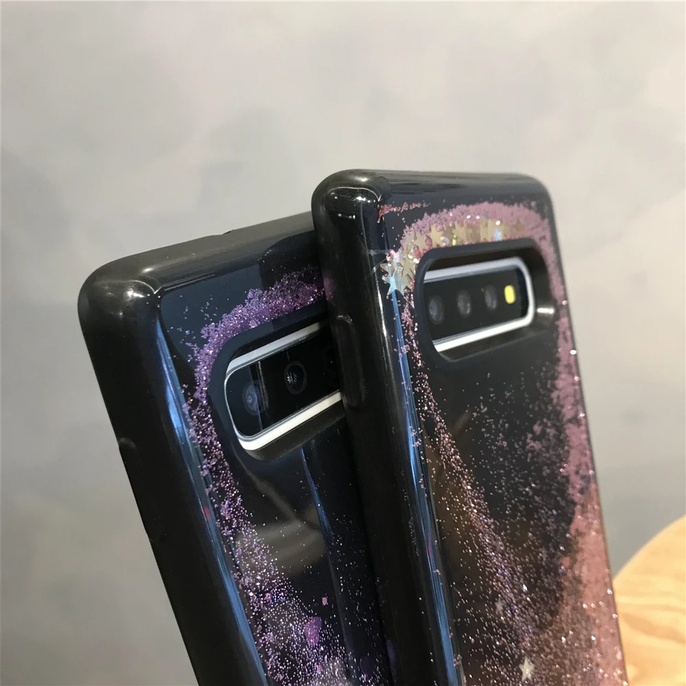 Black TPU Silicone Bumper Dynamic Liquid Quicksand Case For Samsung Galaxy S10 Plus S10E S9 S8 S7 S6 Edge Cover Phone |