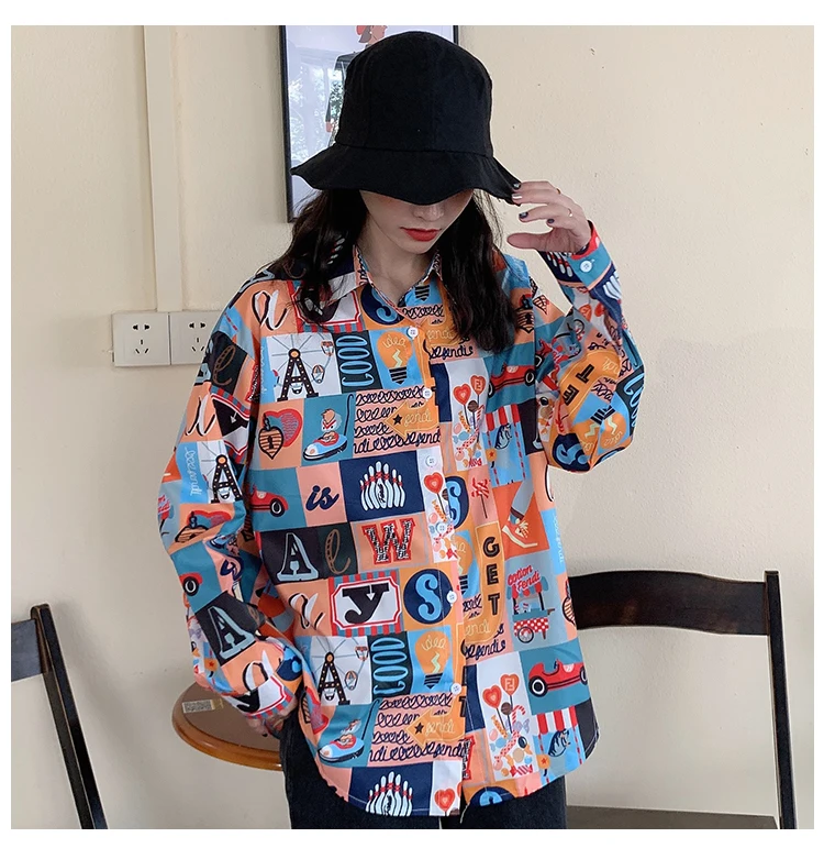 

Vintage Print Loose Turn-down Collar Blusas Mujer De Moda Women Tops Chic Casual Style Shirts Fashion Brand Ladies Ulzzang New