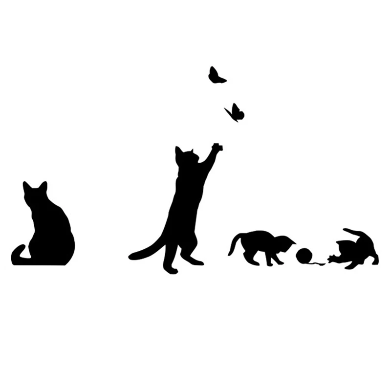 1 лист Новое поступление Черный кот игровой стикер на стену с бабочками съемные