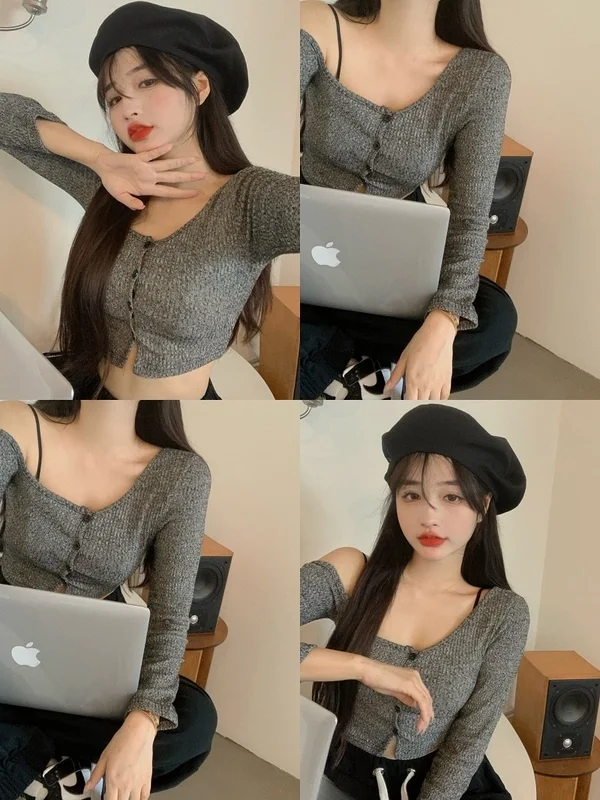 

Однобортная Асимметричная футболка с открытыми плечами и длинным рукавом Rac