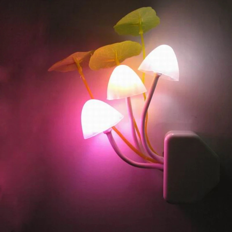

Night Light Mushroom Lamp Novelty For Baby Led Bulbs Emergency Ac Eu&Us Plug Right Sensor 3 Colourful Fungus Z20