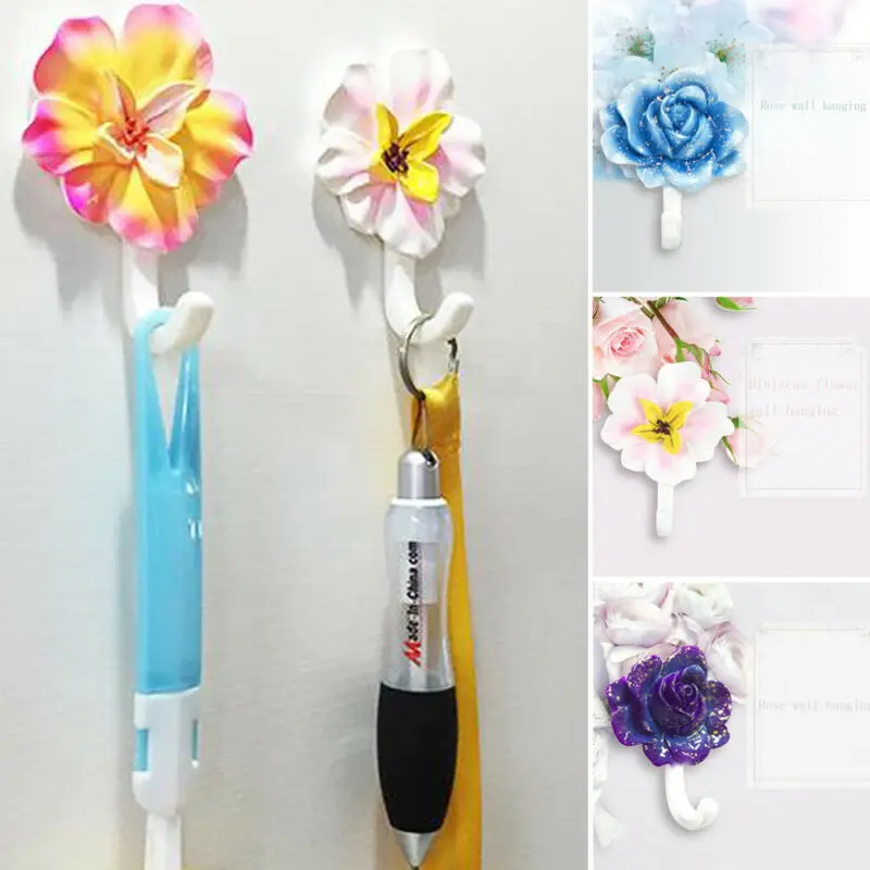 Цветы гибискуса самоклеющиеся Крючки Настенные двери пластик сильный липкий