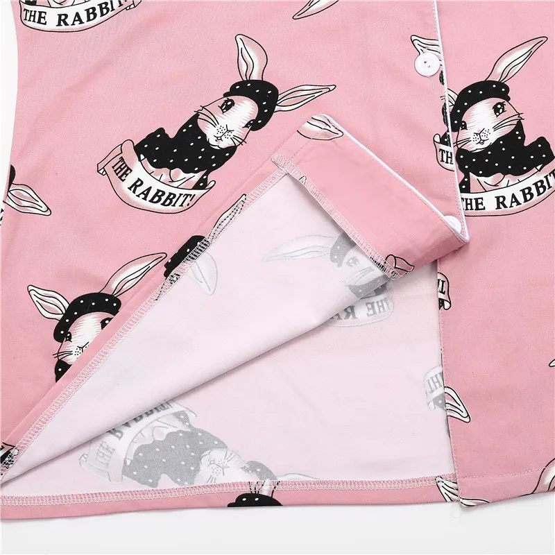 

L-4XL Pajamas Set Cute Rabbit Pattern Women Sleepwear Cotton Homewear Cartoon Pajamas Long Pants Plus Size Female Bedroom Wear