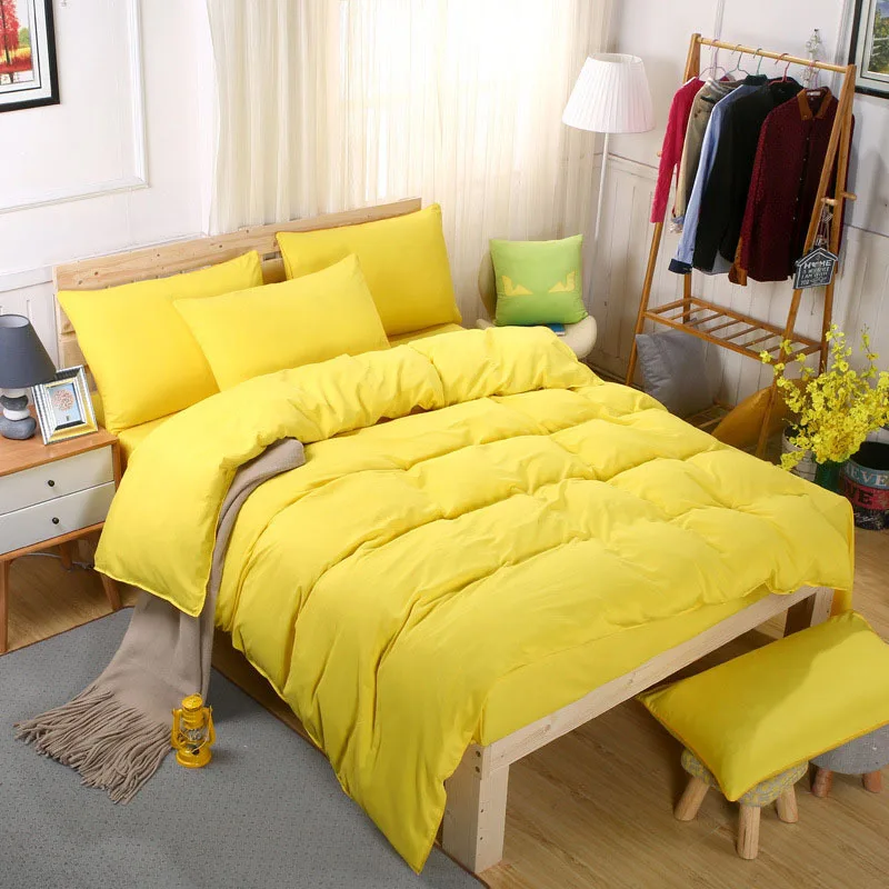 As Photo 7 Red Pure Color AB Side 4pcs Bedding Set 1.5m 1.8m 2m 2.2m Bed Sheet Duvet Cover Pillowcase Beds King Queen Double Size Bedlinens - Цвет: As Photo 7