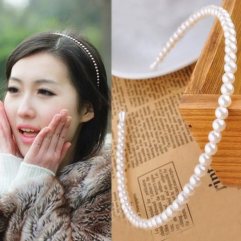 Женский обруч для волос с жемчугом элегантный в Корейском стиле свадебный