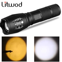 yellow white 2 colors xm l2 u3 led flashlight zoomable waterproof torch 3800 lumens 18650 or aaa battery for camping lantern