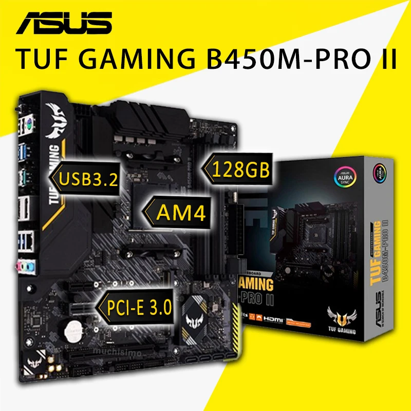 

ASUS TUF GAMING B450M-PRO II B450M AMD B450 DDR4 4400MHz 128G,M.2, SATA 6Gb/,USB 3.2 Support R3 R5 R7 R9 Desktop AM4 CPU New