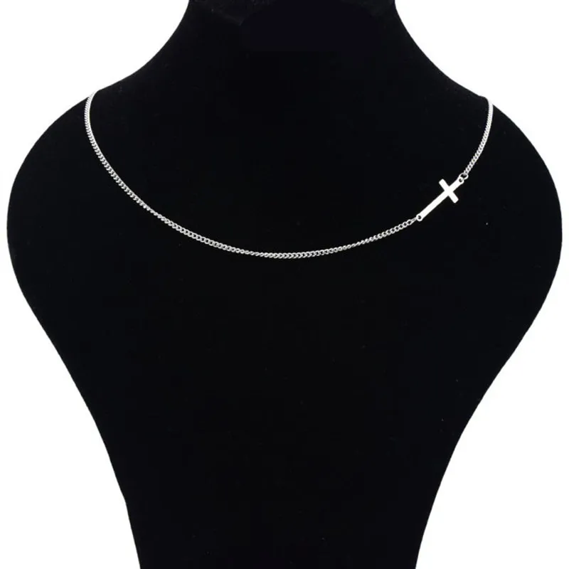 New Simple Classic fashion double sided cross Silver Pendant Girl Short Long Chain Necklaces Jewelry for women man