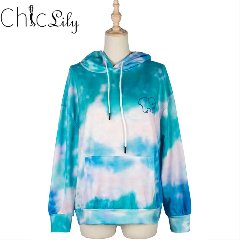 

Chiclily Casual Tie-dye Sweatshirt Long Sleeve Printed Pullover Hoodie Women Autumn Winter Casual Streetwear Tops