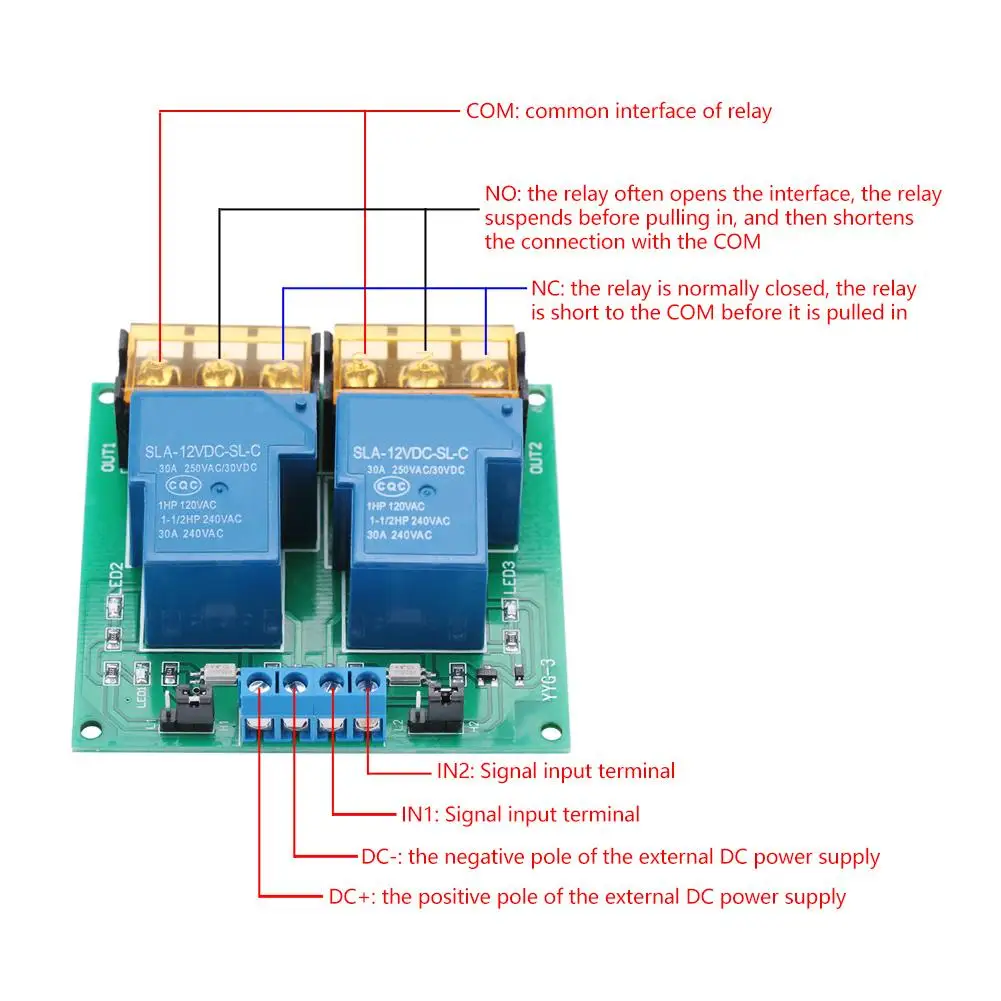 30A YYG 3 DC 5V/12V/24V высокое Мощность 2 х канальный релейный модуль двунаправленный