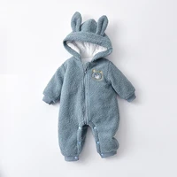 baby winter rompers cute cartoon bear onesie for newborns plush warm hooded jumper girlboy zipper outfits 0 2y baby jumpsuits