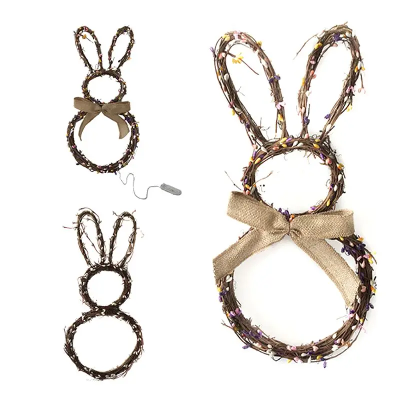 Гирлянда кролик из ротанга ручной работы 17 дюймов кулон венок Рождественский