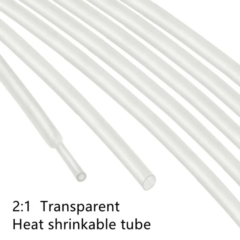 Прозрачная термоусадочная трубка 2 метра 2:1 прозрачная мм 3 4 5 6 8 10 кабельная