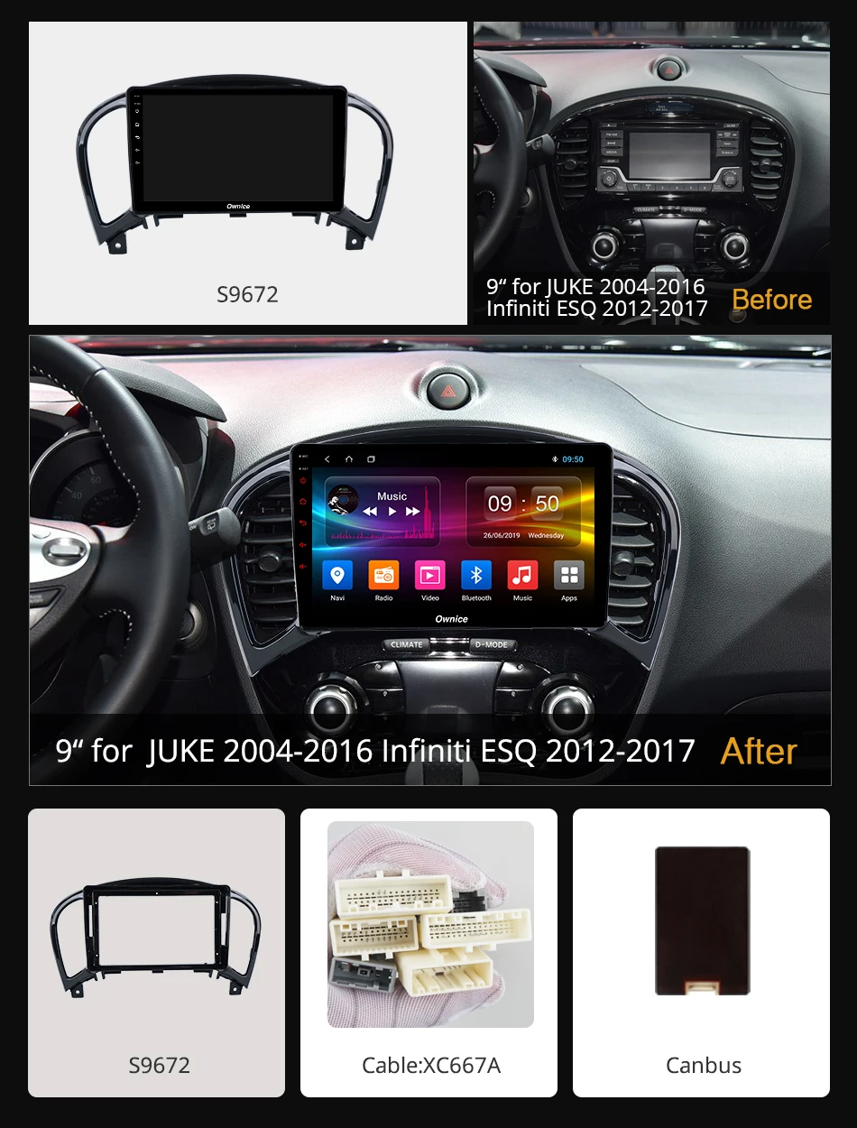 Автомобильный DVD плеер Ownice Android 9 0 360 градусов панорама GPS k3 k5 k6 для NISSAN JUKE 2004 2016